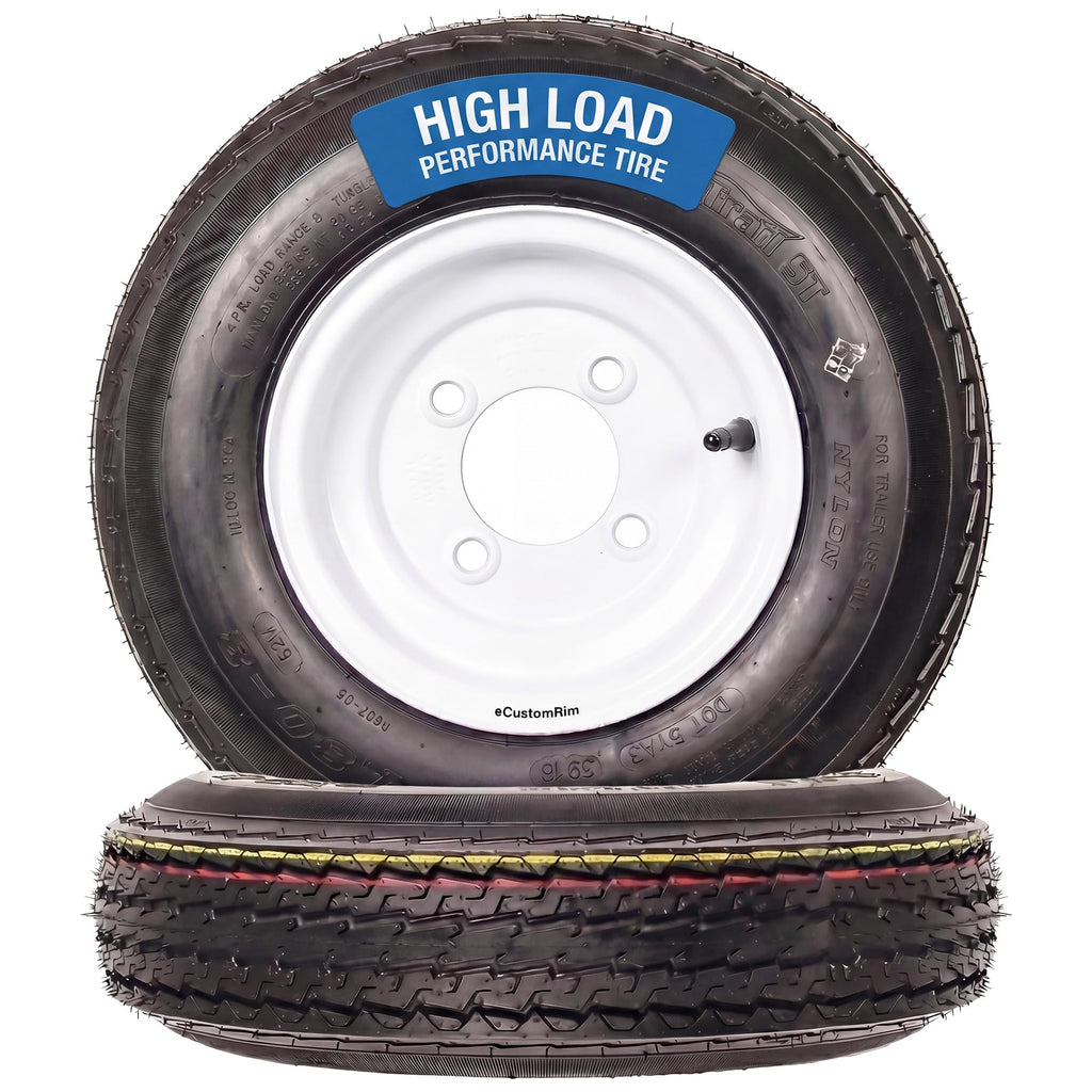2-Pack Trailer Tire Rim Assembly 4.80-8 4 Lug White O332213
