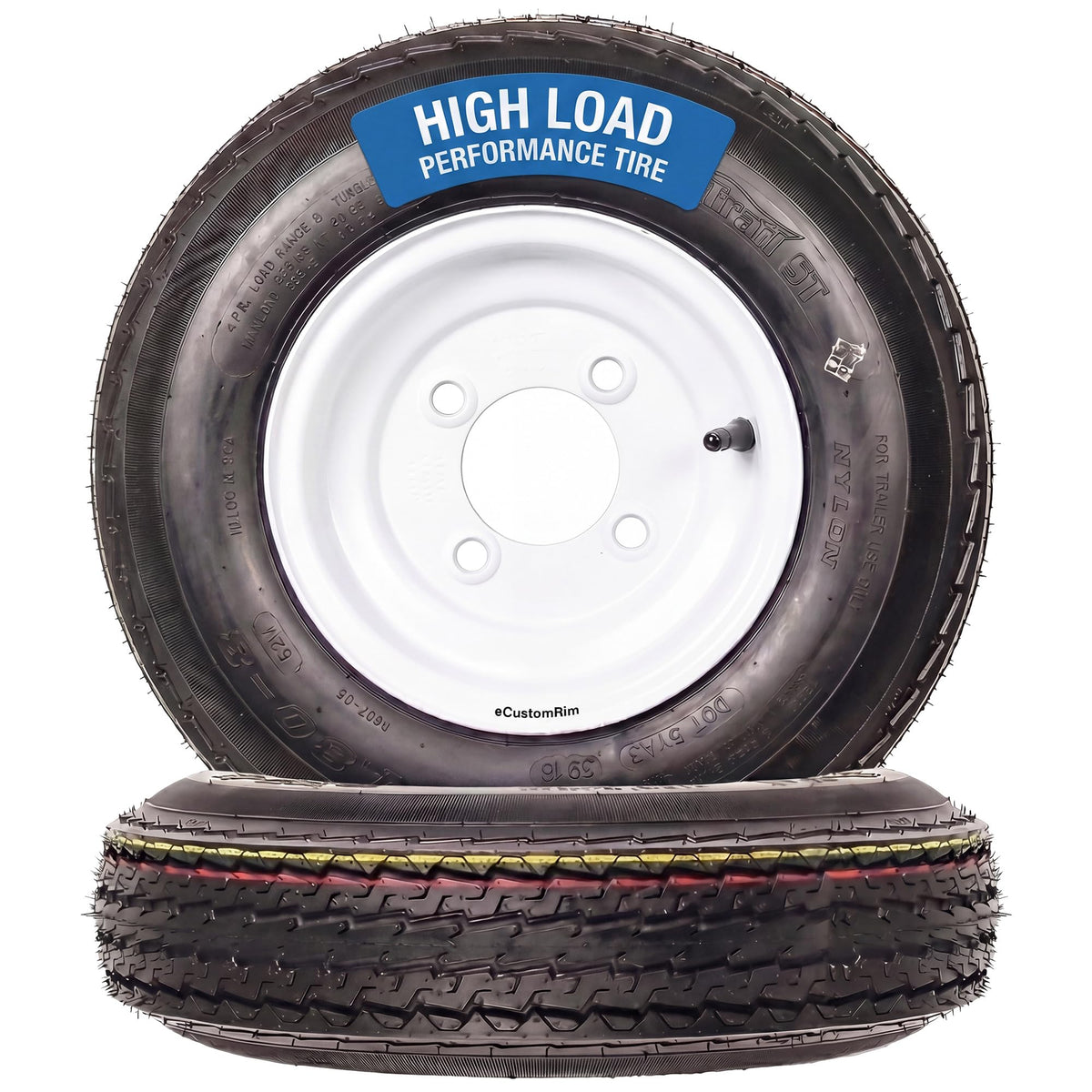 2-Pack Trailer Tire Rim Assembly 4.80-8 4 Lug White O332213