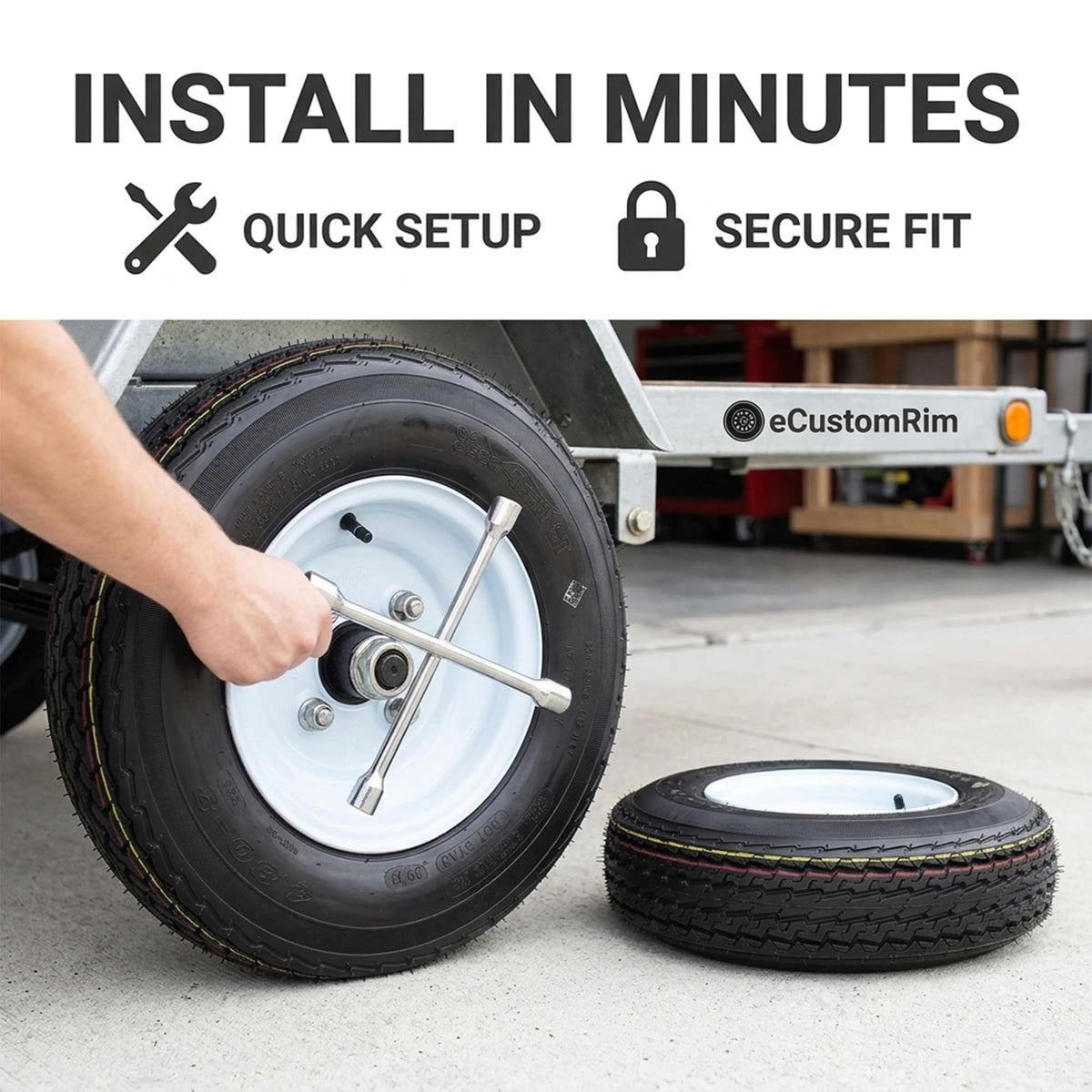 2-Pack Trailer Tire Rim Assembly 4.80-8 4 Lug White O332213