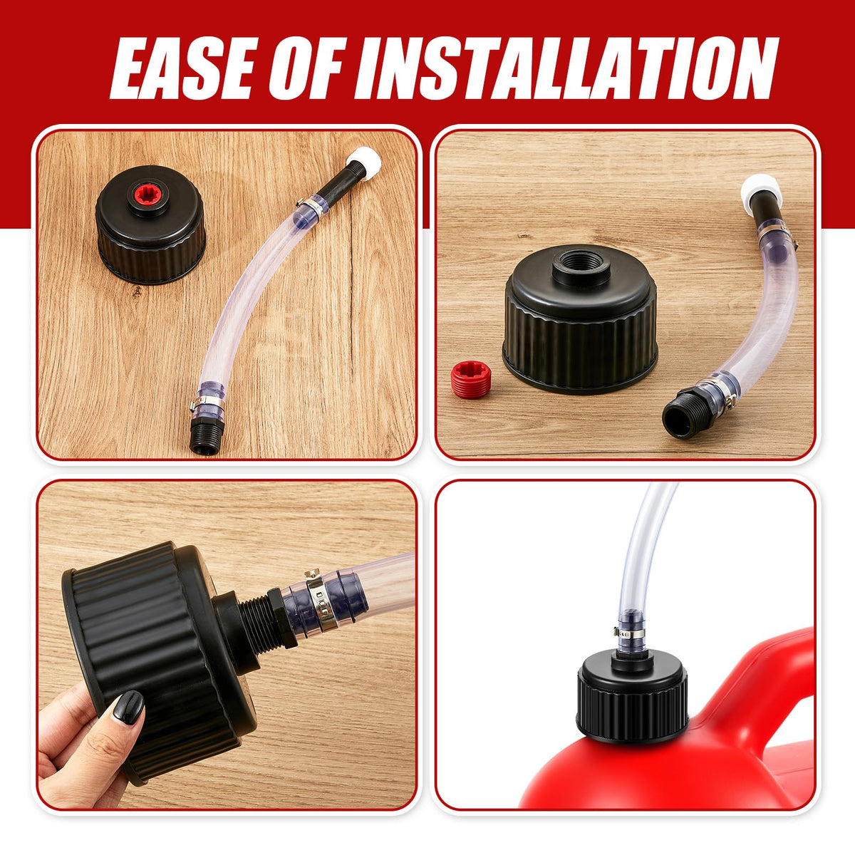 4 Pcs Fuel Jug Cap Replacement with Hose Kit D7485