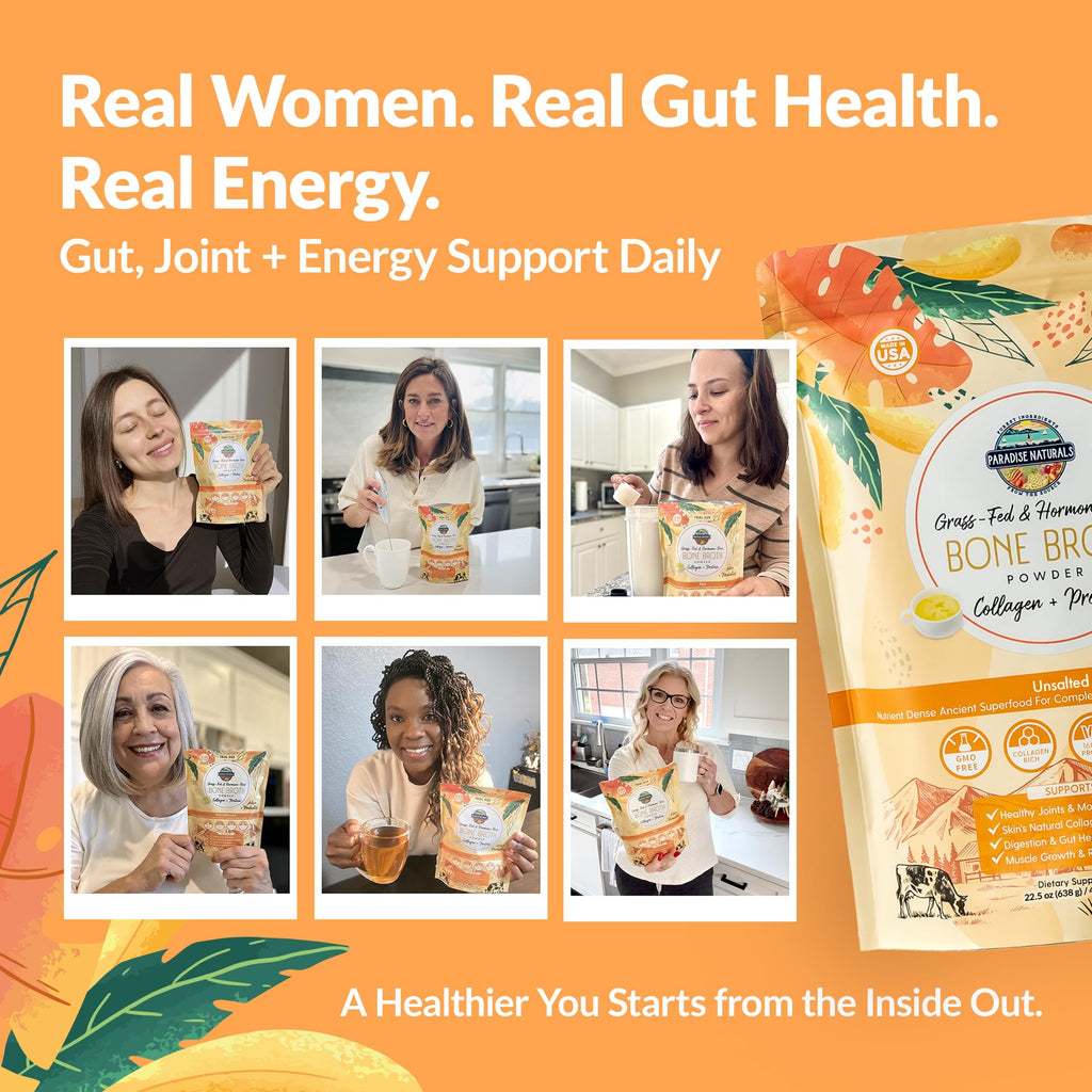 100% Grass-Fed Beef Bone Broth Powder with Probiotics Collagen 15g Protein I952416