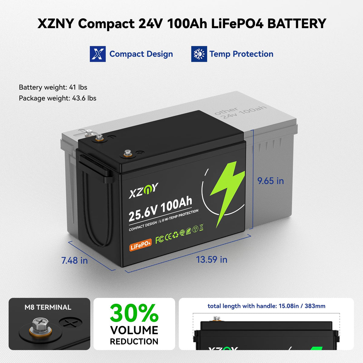 24V 100Ah LiFePO4 Battery I728