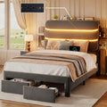 Twin Size Bed Frame with Drawer and Storage Headboard O741518