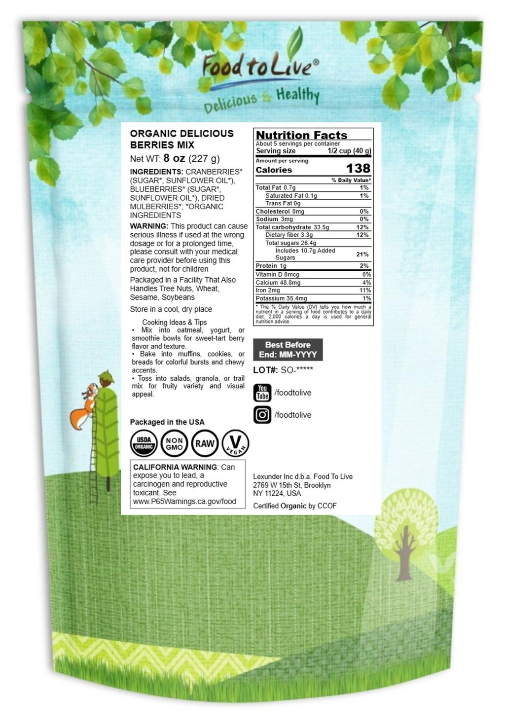 Organic Dried Berries Mix, 8 Ounces A620