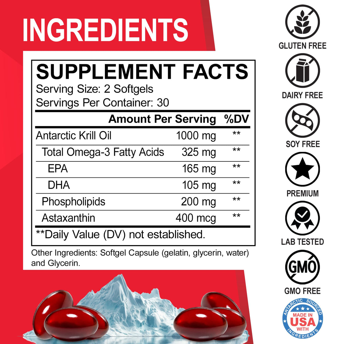 Krill Oil Omega 3 500mg 60 Softgels Y215821