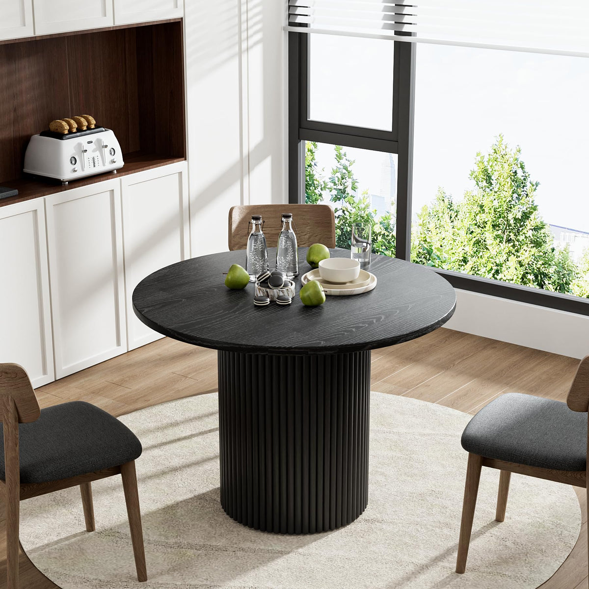 41.7" Round Black Wood Dining Table K54264