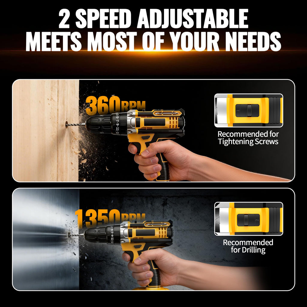 21V Cordless Drill Driver with 2 Batteries H60230