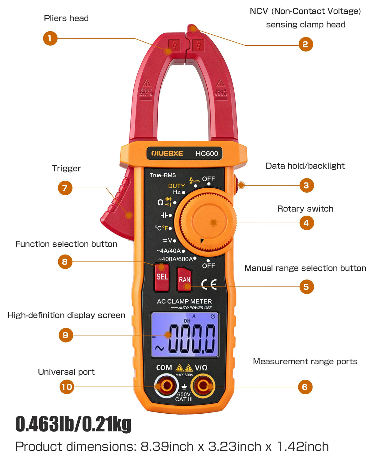 600A True RMS Clamp Meter V666956