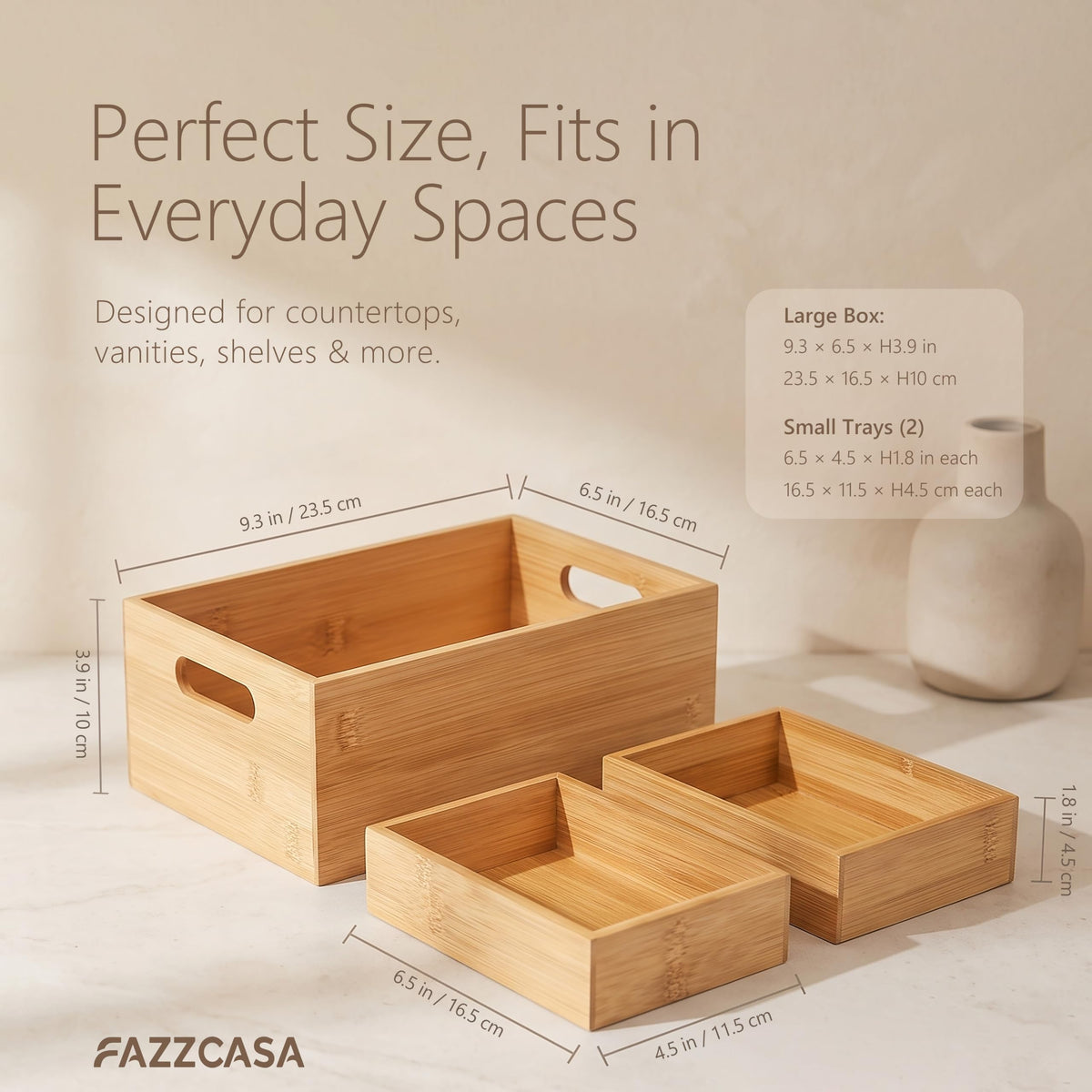 3 Pack Bamboo Storage Box with Handle Y81132