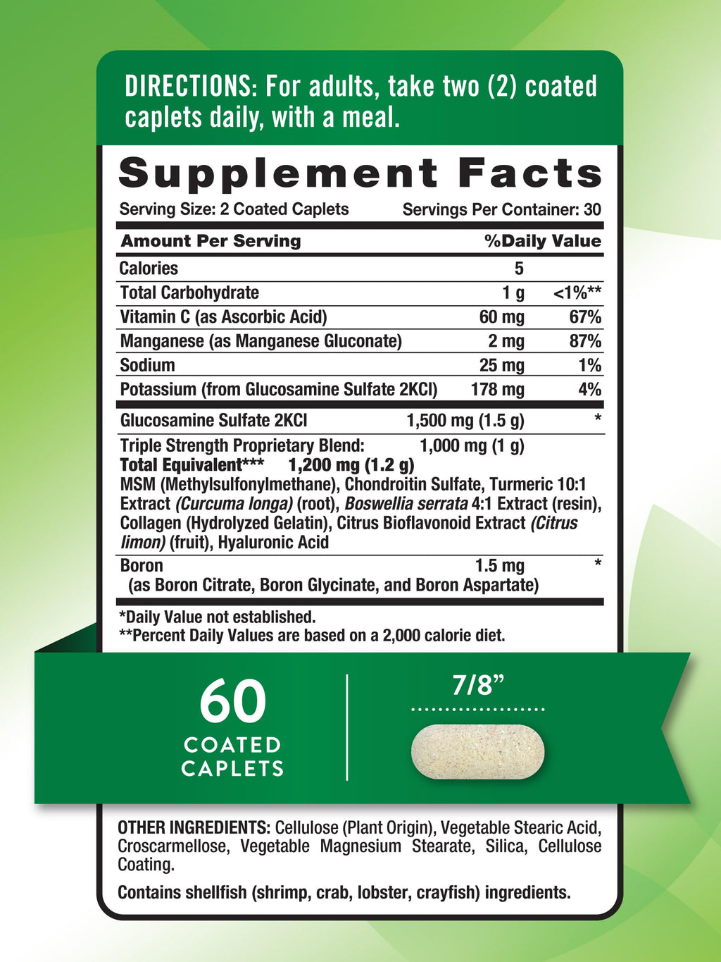 Glucosamine Chondroitin MSM Complex 60 Caplets G912