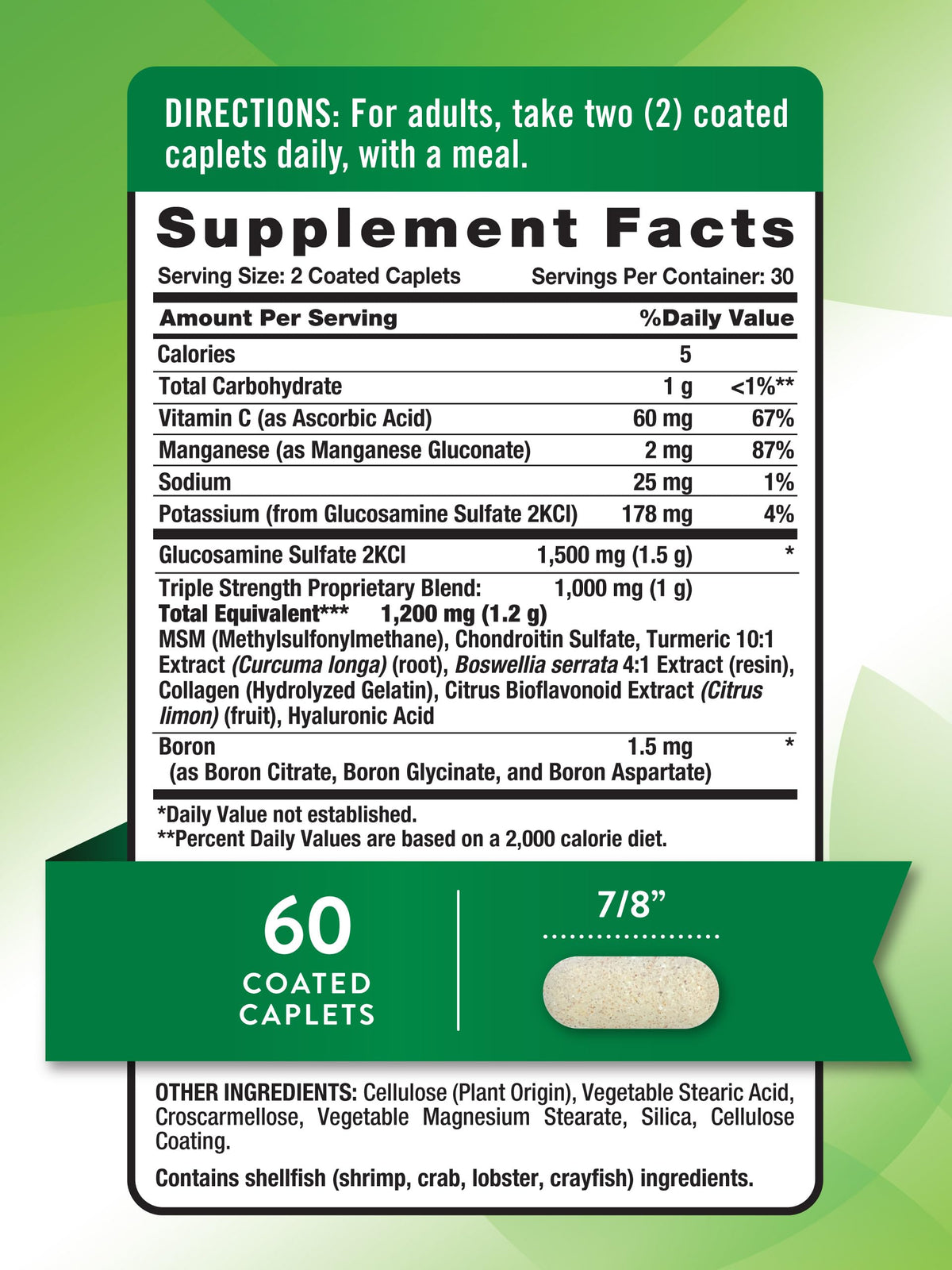 Glucosamine Chondroitin MSM Complex 60 Caplets G912