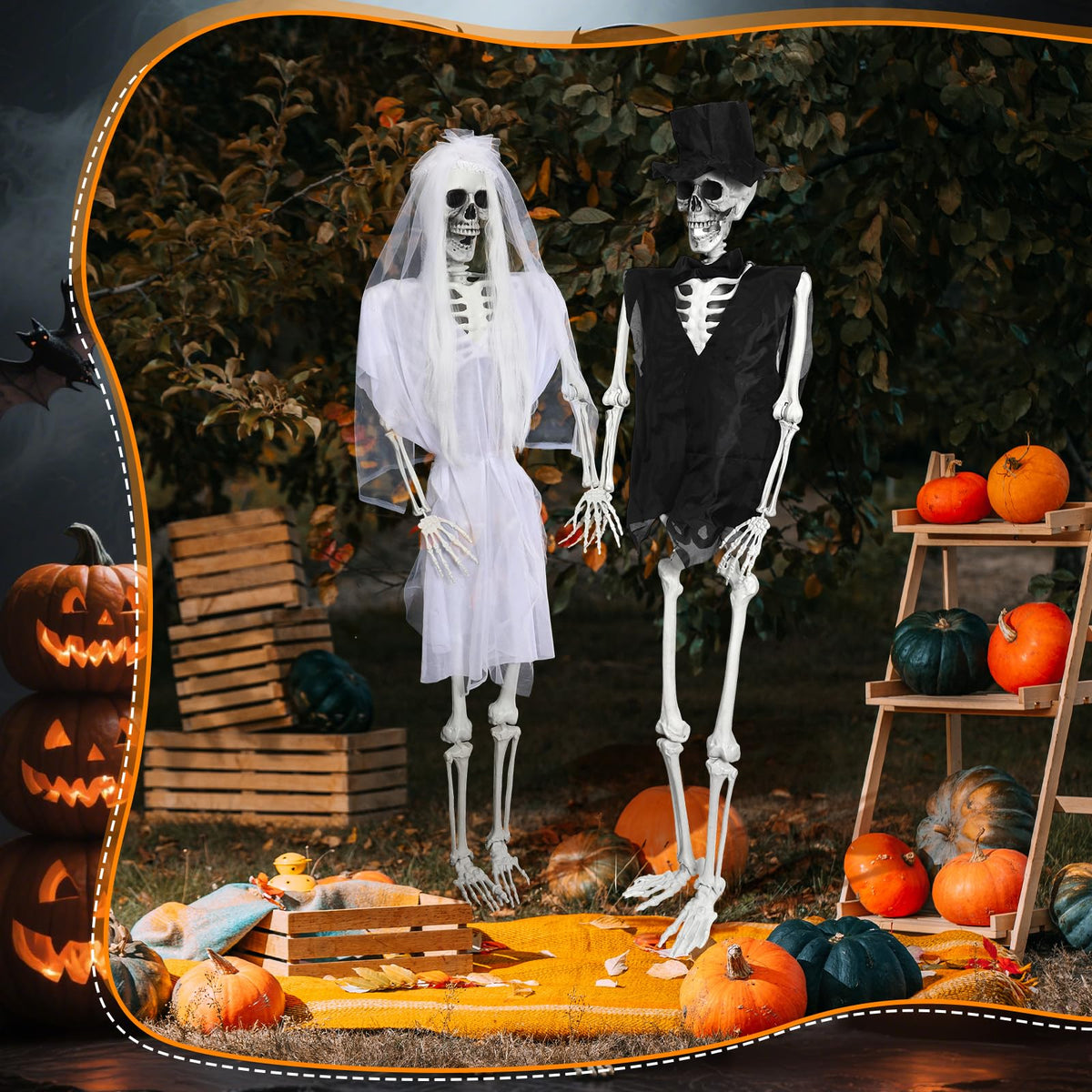 2 Set 5.4 Ft Posable Skeleton Decor L623187