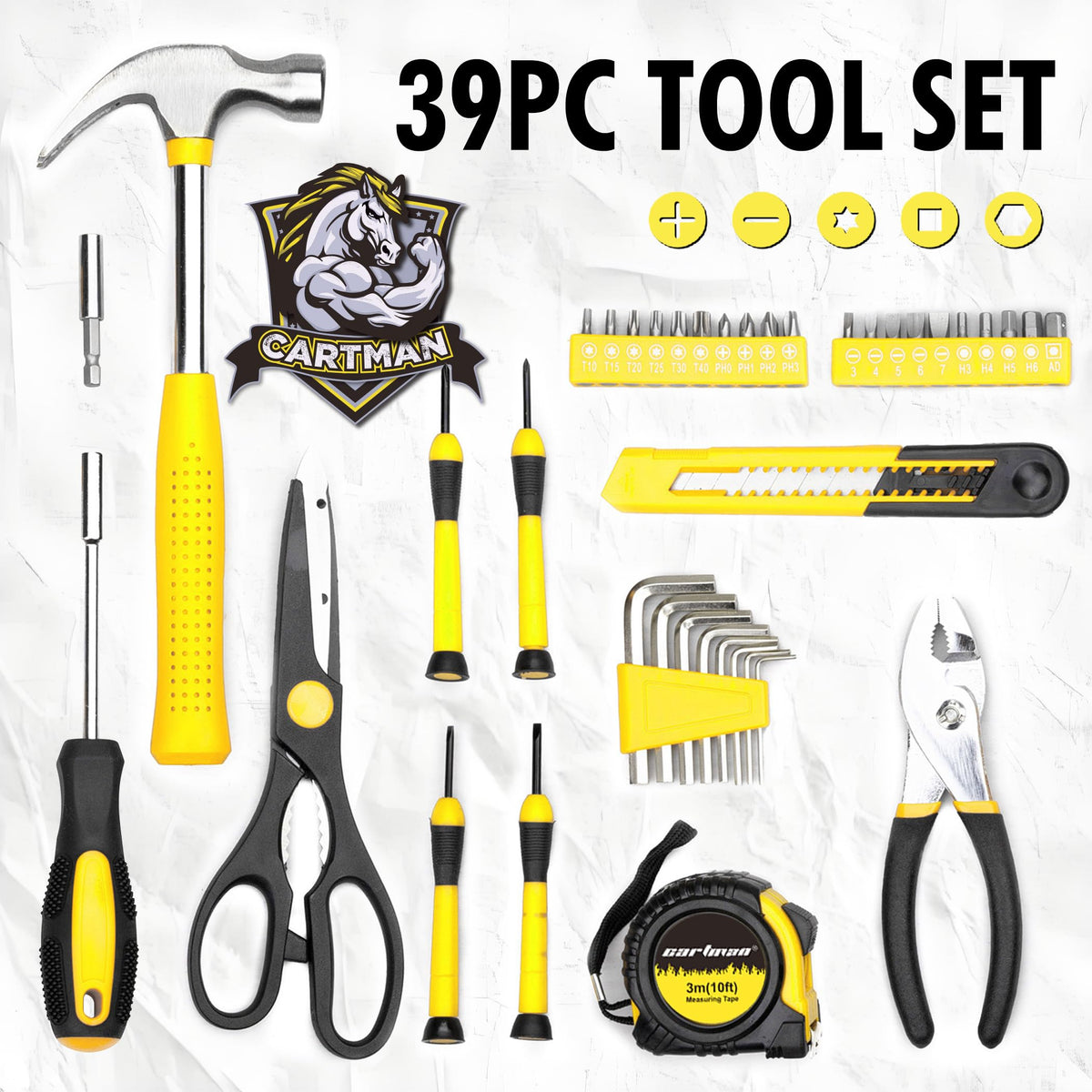 39-Piece Household Tool Set with Storage Case C919