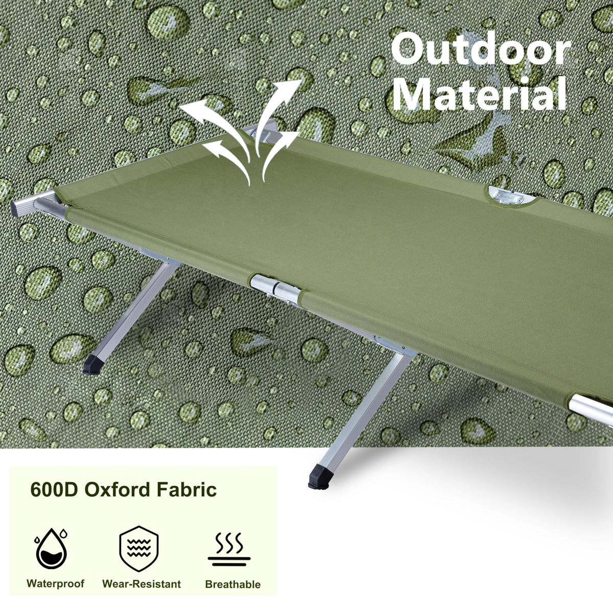 25" Wide Folding Camping Cot with Carry Bag I510