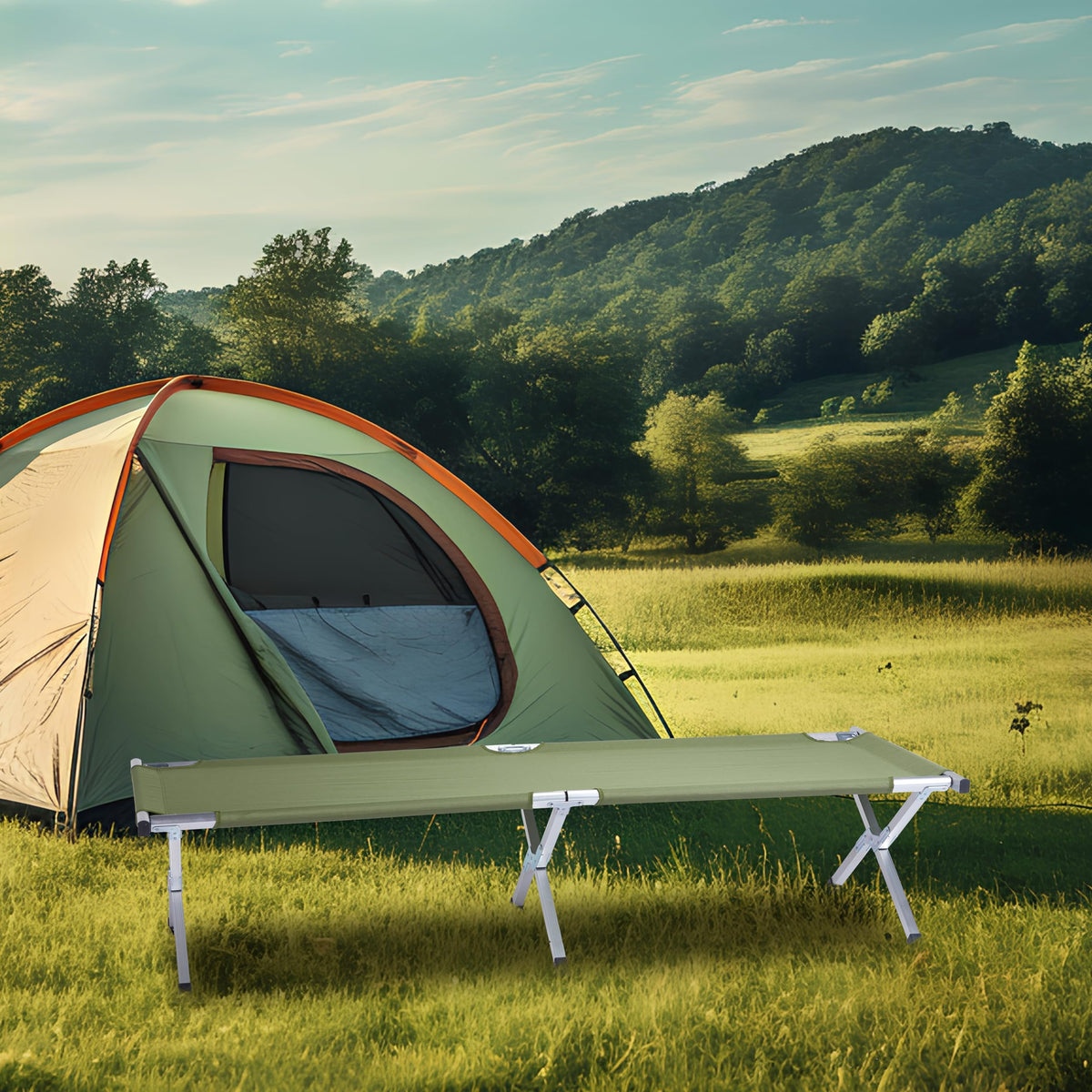 25" Wide Folding Camping Cot with Carry Bag I510