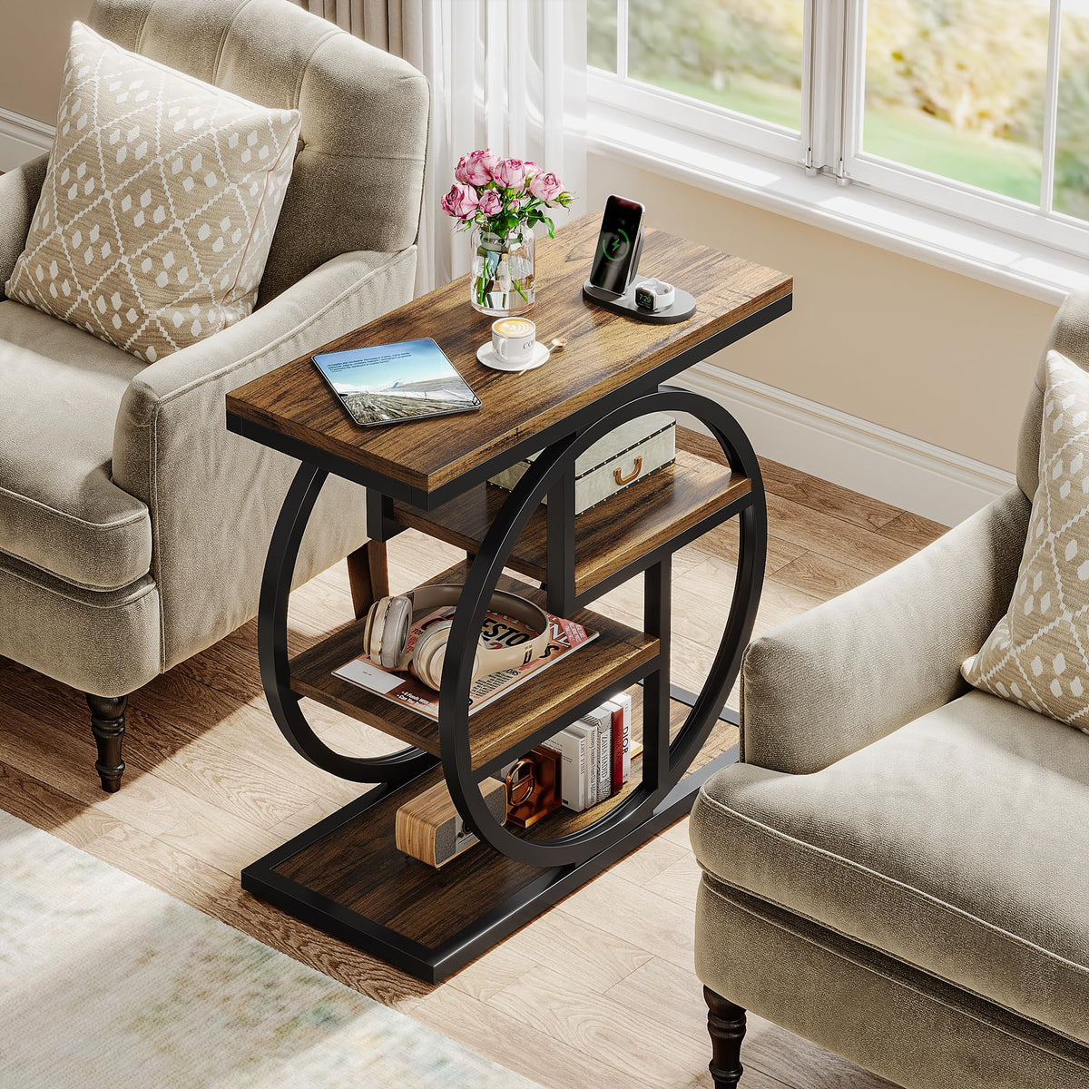 4-Tier Narrow Side Table with Storage Shelves Z2759