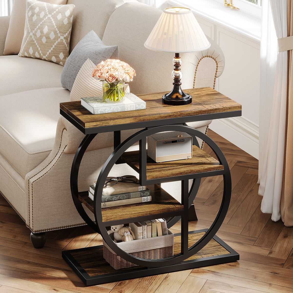 4-Tier Narrow Side Table with Storage Shelves Z2759