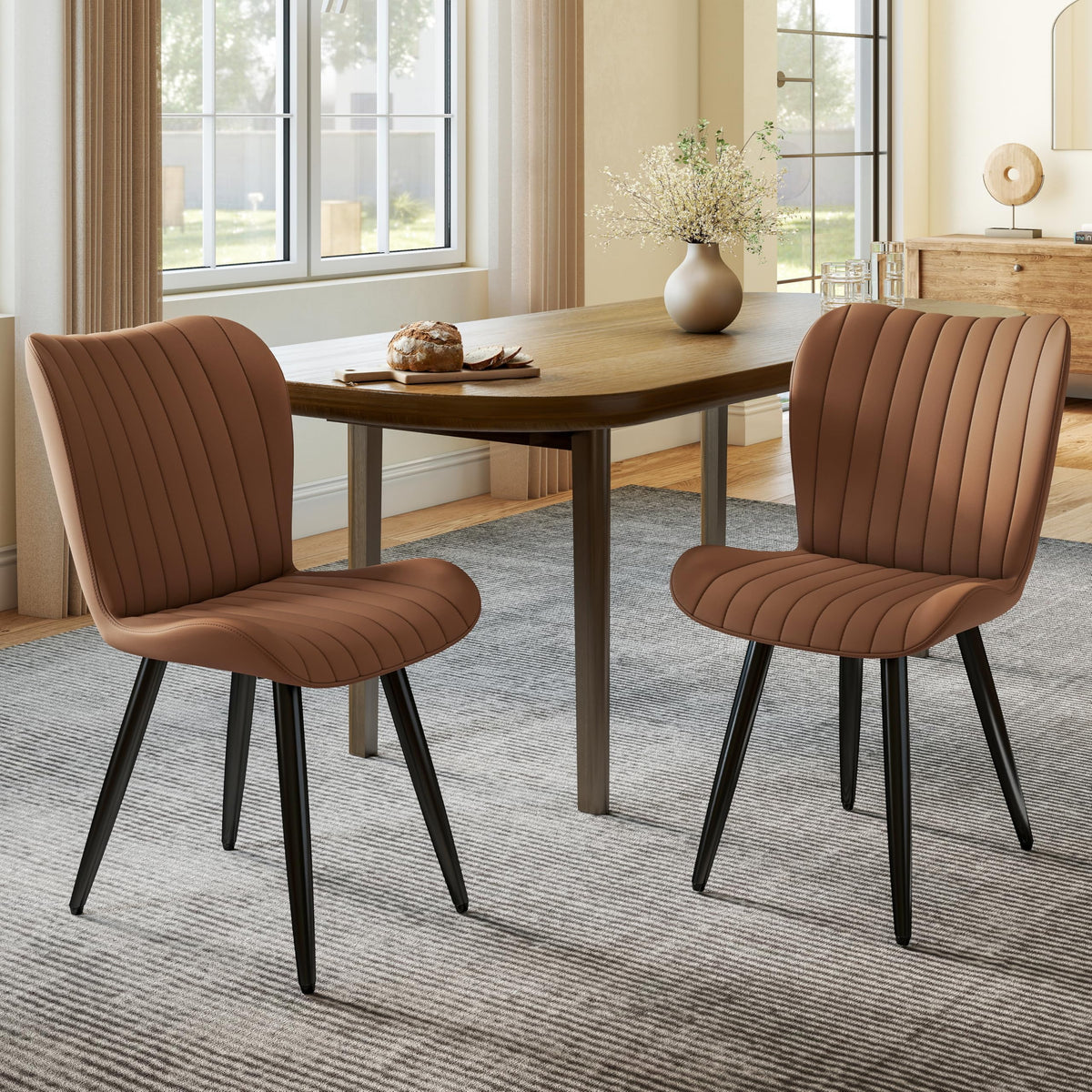 63-94.5 Inch Extendable Dining Table Set with 8 Brown Chairs P492384